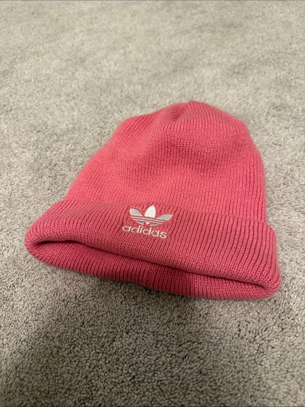 adidas Pink Trefoil Ribbed Knit Beanie